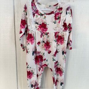 Floral Girls Romper with Ruffle Details
